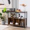 Costway Buffet Sideboard Kitchen Storage Cabinet Open Shelf w/ 3 Compartments Black\Rustic